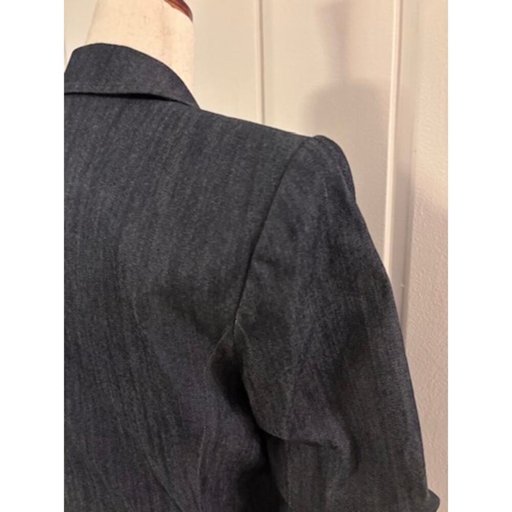 Cinq a Sept Denim Blazer Jacket Blue Lace Trim Ruched Sleeve Size 8 - Picture 10 of 10